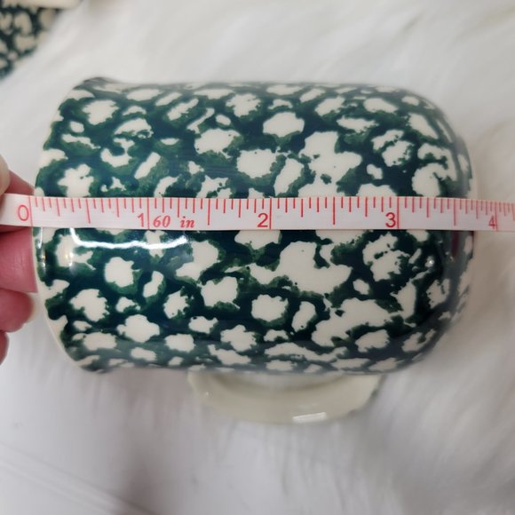 (2) Tienshan Folk Craft Moose Country Coffee Cups Mugs Green White Sponge - Picture 5 of 5